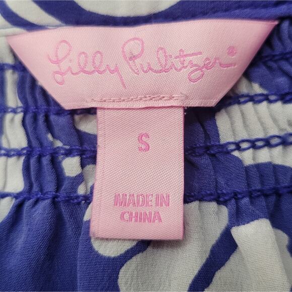 Lilly Pulitzer Elsa Silk Top Blouse Blue Tide Pools Size Small - Picture 4 of 8